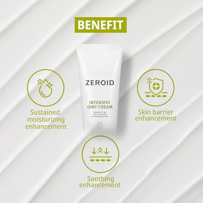 zeroid مرهم مكثف - كريم مرطب للوجه للبشرة الجافة جداً - كريم وجه للبشرة الحساسة والمضطربة - عناية مكثفة بالبشرة - لوشن للوجه لتهدئة وترطيب البشرة - 2.7 أونصة سائلة (80 مل) - Image 3